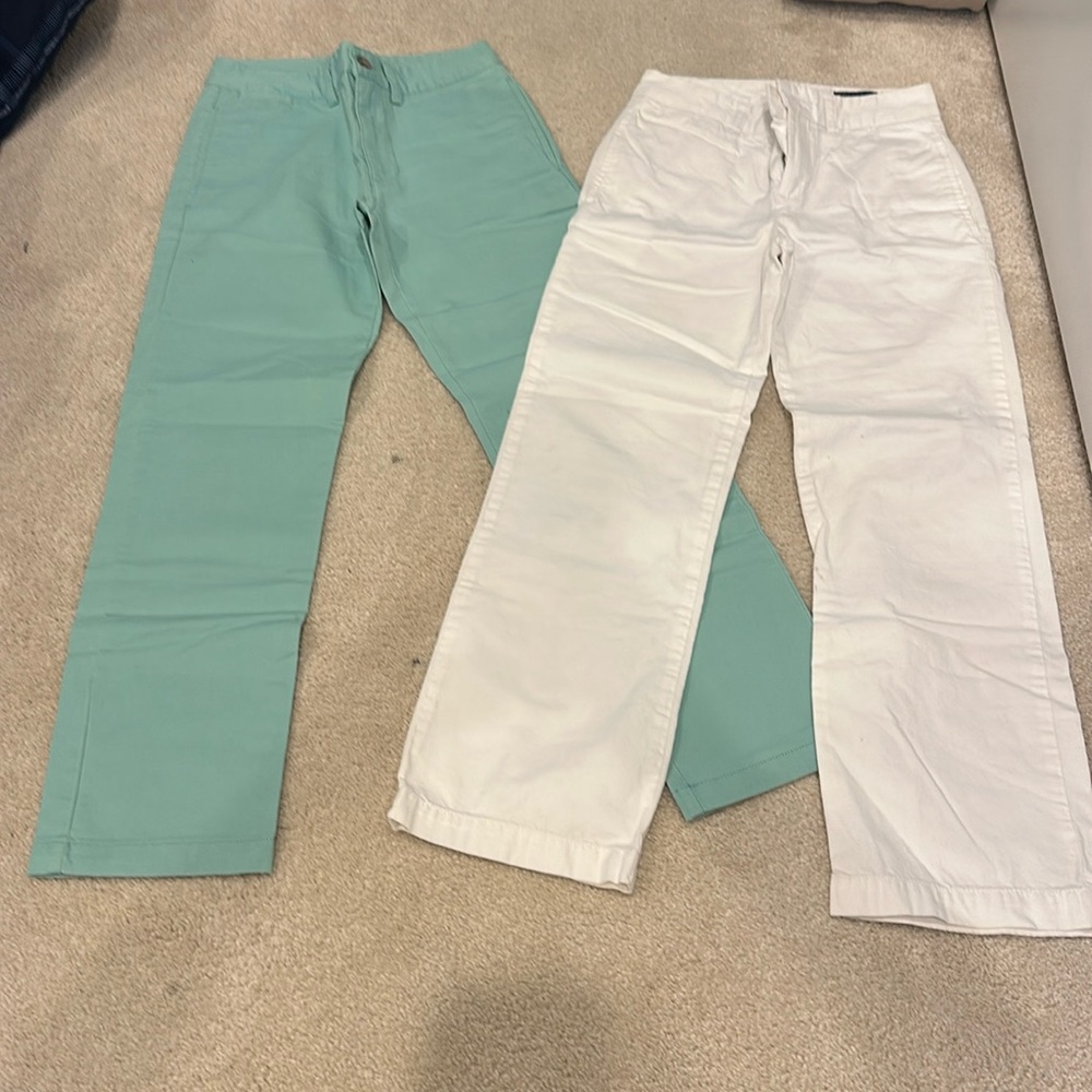 Polo dress pants boys- white and sage green
